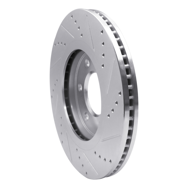 Infiniti QX56 Brake Rotor (1) - Front Left - R1 Concepts - Drilled & Slotted - Silver - `07-`24